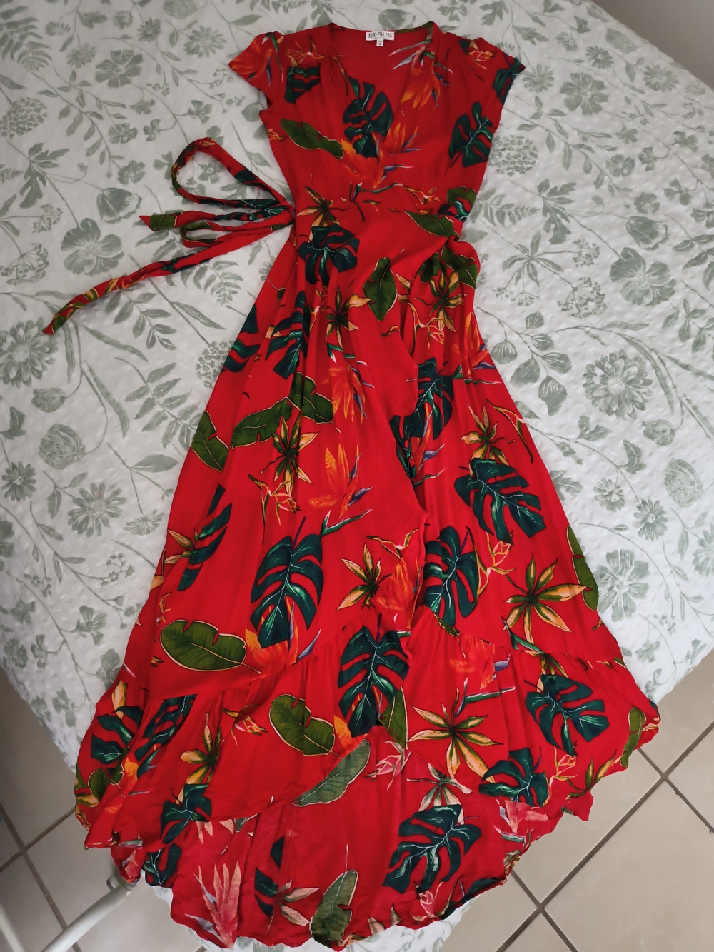XIX Palms Hawaii Tropical Wrap Maxi Dress Resort Vacation